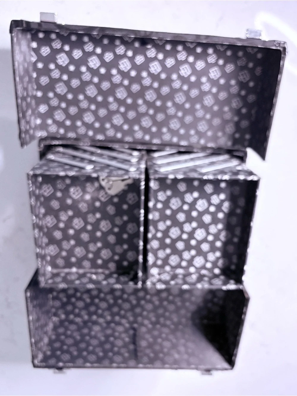 Black Caboodle Patterned Make Up Case w/Metal Hardware & Keys